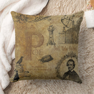 Edgar Allen Poe Throw Pillow Kissen