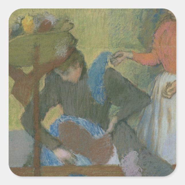 Edgar Degas | Auf der Milliner's, c.1898 Quadratischer Aufkleber (Vorderseite)