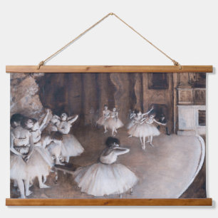 Edgar Degas - Ballettprobe auf der Bühne Wandteppich Mit Holzrahmen