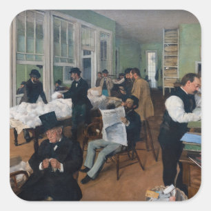 Edgar Degas - Baumwollbüro in New Orleans Quadratischer Aufkleber