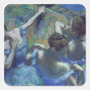 Edgar Degas  Blue Dancers, c.1899 Quadratischer Aufkleber