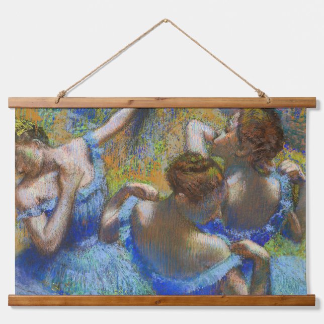 Edgar Degas - Blue Dancers Wandteppich Mit Holzrahmen (Vorne)