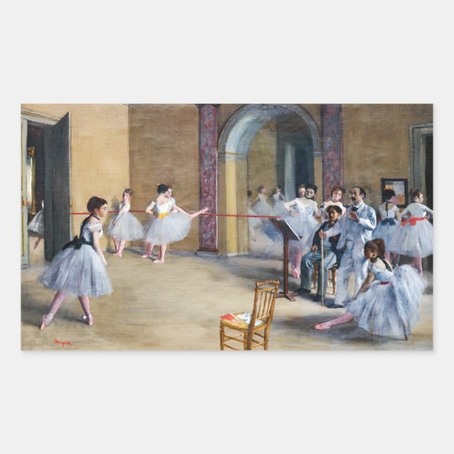 Edgar Degas - Dance Foyer, Opera rue Le Peletier Rechteckiger Aufkleber (Vorderseite)