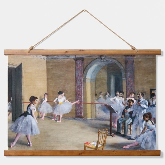 Edgar Degas - Dance Foyer, Opera rue Le Peletier Wandteppich Mit Holzrahmen (Vorne)