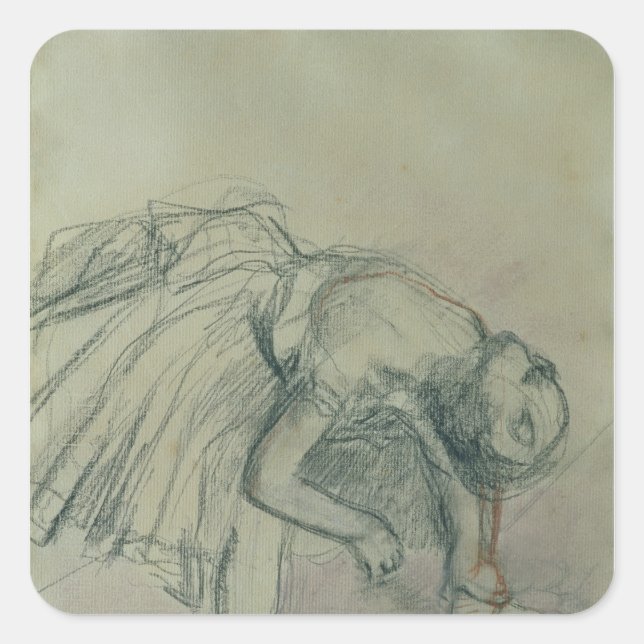 Edgar Degas | Dancer Fixing her Slipper, c.1865 Quadratischer Aufkleber (Vorderseite)