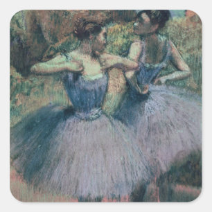 Edgar Degas Dancers in Violet Quadratischer Aufkleber