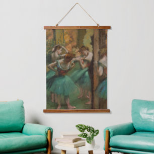 Edgar Degas Dancers Pink und Green Wandteppich Mit Holzrahmen