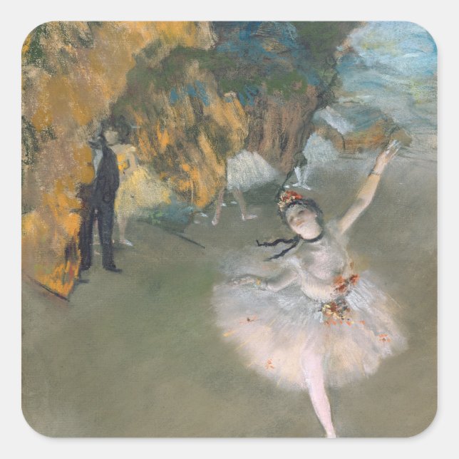 Edgar Degas | Der Star oder Tänzer auf der Bühne Quadratischer Aufkleber (Vorderseite)