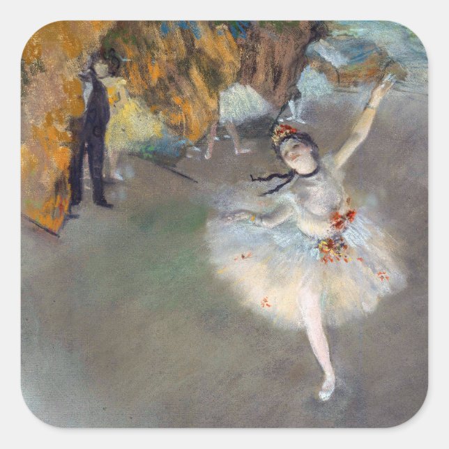 Edgar Degas - Der Star / Tänzer auf der Bühne Quadratischer Aufkleber (Vorderseite)
