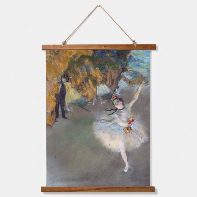 Edgar Degas - Der Star / Tänzer auf der Bühne Wandteppich Mit Holzrahmen (Vorderseite)