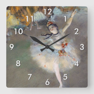 Edgar Degas - Der Stern / Tänzerin auf der Bühne Quadratische Wanduhr