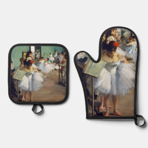 Edgar Degas - Der Tanzunterricht Ofenhandschuh & Topflappen-Set