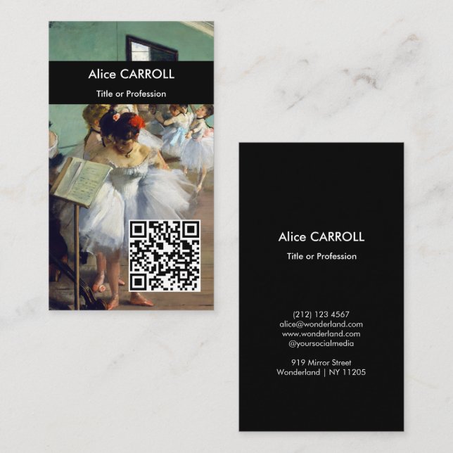 Edgar Degas - Der Tanzunterricht - QR Code Visitenkarte (Vorne/Hinten)