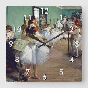 Edgar Degas - Der Tanzunterricht Quadratische Wanduhr