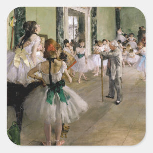 Edgar Degas - Der Tanzunterricht Quadratischer Aufkleber