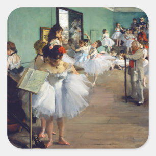 Edgar Degas - Der Tanzunterricht Quadratischer Aufkleber