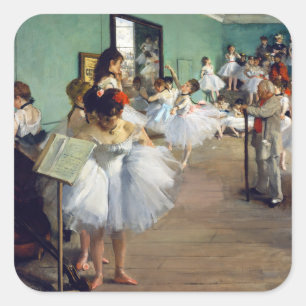 Edgar Degas - Der Tanzunterricht Quadratischer Aufkleber