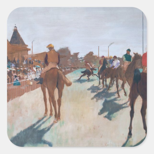 Edgar Degas - Die Parade Quadratischer Aufkleber (Vorderseite)