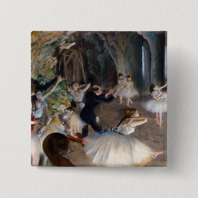 Edgar Degas - Die Probe des Balletts auf der Bühne Button (Vorderseite)