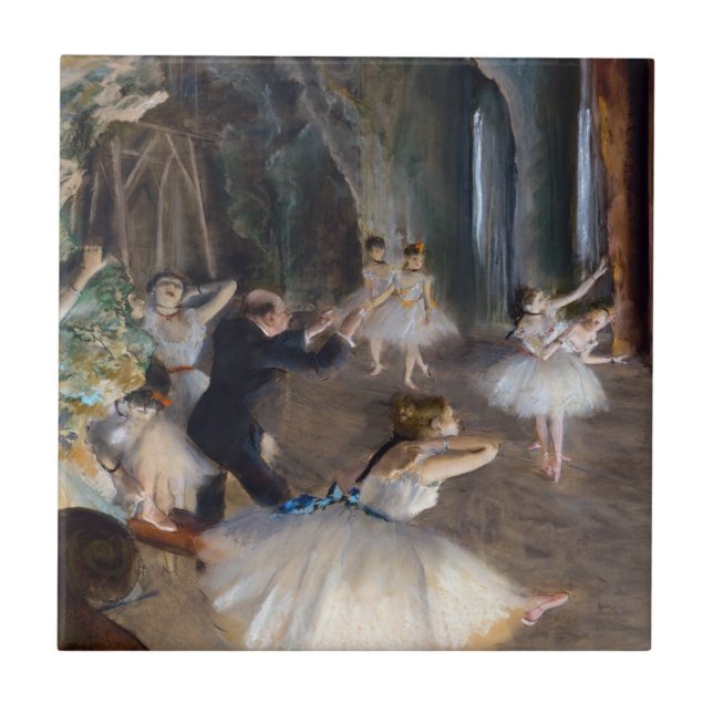 Edgar Degas - Die Probe des Balletts auf der Bühne Fliese (Vorderseite)