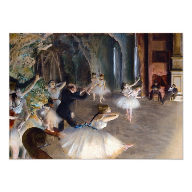 Edgar Degas - Die Probe des Balletts auf der Bühne Fotodruck (Vorne)
