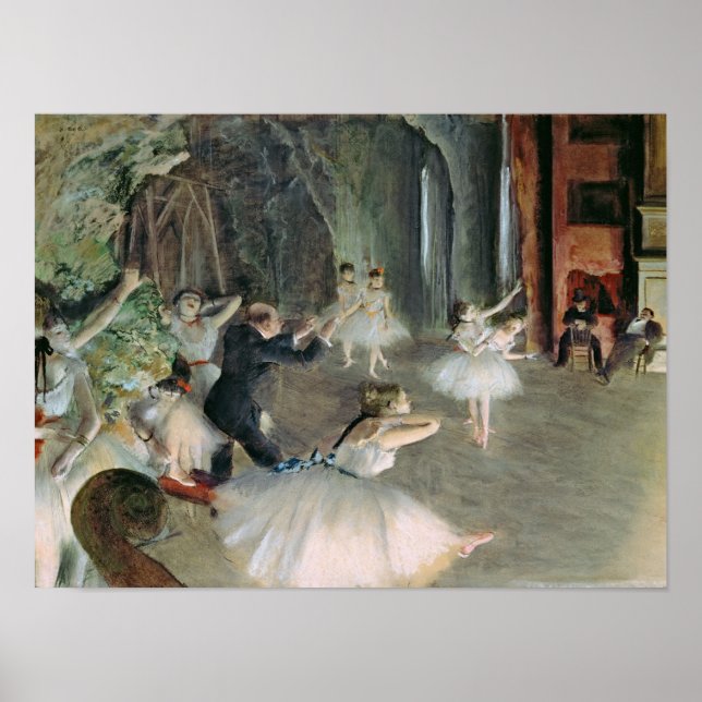 Edgar Degas | Die Probe des Balletts auf der Bühne Poster (Vorne)
