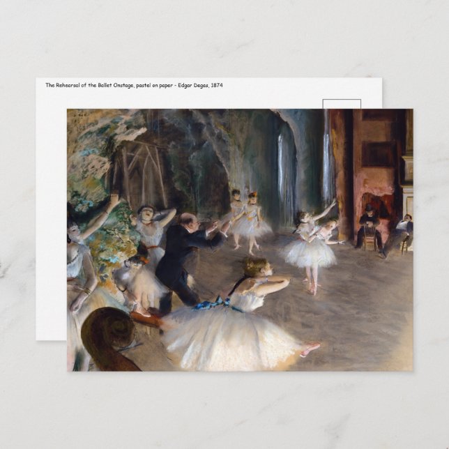 Edgar Degas - Die Probe des Balletts auf der Bühne Postkarte (Vorne/Hinten)