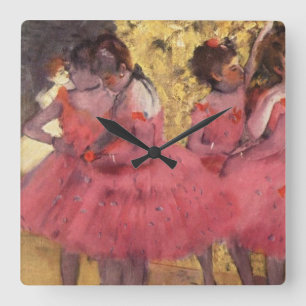 Edgar Degas Die rosa Tänzer Quadratische Wanduhr