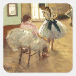 Edgar Degas Die Tanzstunde Quadratischer Aufkleber