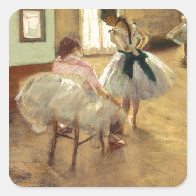 Edgar Degas Die Tanzstunde Quadratischer Aufkleber (Vorderseite)