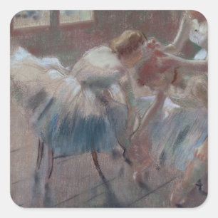 Edgar Degas   drei Tänzer, die für Klasse sich Quadratischer Aufkleber