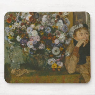 Edgar Degas - Eine Frau sitzt neben einer Vase Mousepad
