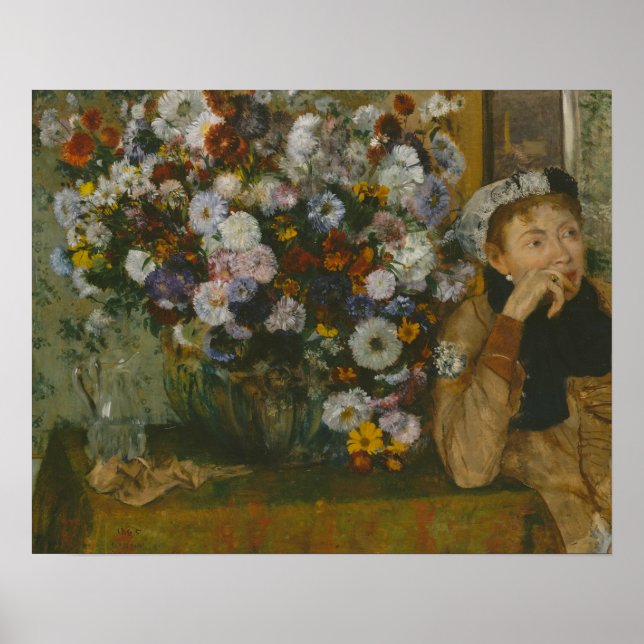 Edgar Degas - Eine Frau sitzt neben einer Vase Poster (Vorne)