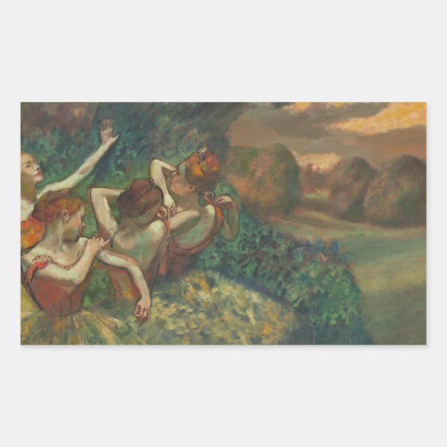 Edgar Degas Four Dancers Impressionist Rechteckiger Aufkleber (Vorderseite)