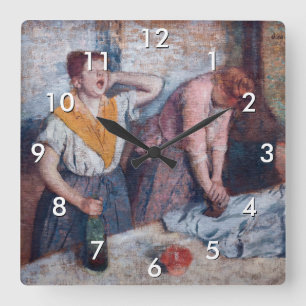 Edgar Degas - Frauen beim Bügeln Quadratische Wanduhr