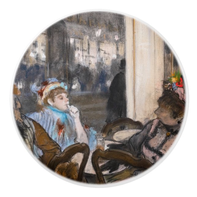 Edgar Degas - Frauen im Café Terrasse im Abend Keramikknauf (Vorderseite)