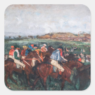 Edgar Degas - Gentlemen Race Quadratischer Aufkleber