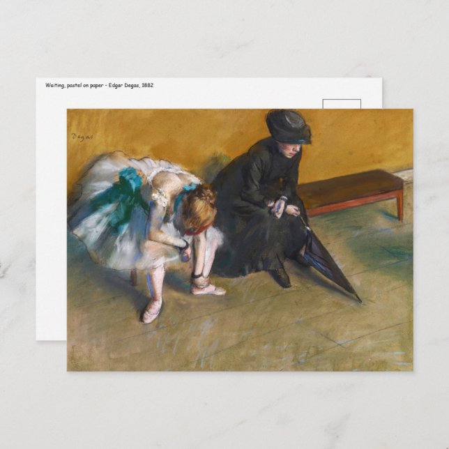 Edgar Degas - Gewartet Postkarte (Vorne/Hinten)