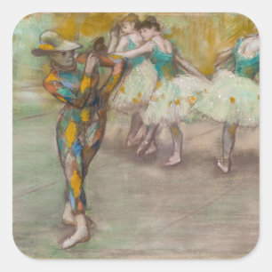 Edgar Degas - Harlekin-Tanz Quadratischer Aufkleber