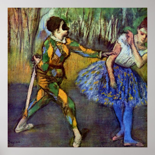 Edgar Degas - "Harlequin & Columbine" Poster (Vorne)