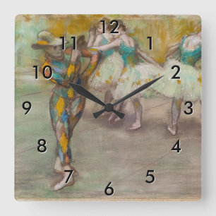 Edgar Degas - Harlequin Dance Quadratische Wanduhr