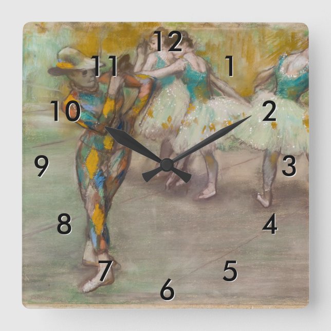 Edgar Degas - Harlequin Dance Quadratische Wanduhr (Vorderseite)