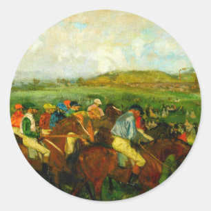 Edgar Degas Horseback Riding Runder Aufkleber