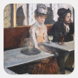 Edgar Degas - Im Café / The Absinthe Quadratischer Aufkleber