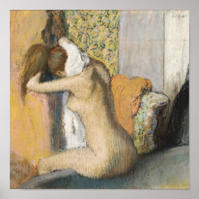 Edgar Degas | Nach dem Tode trockenende Frau Poster (Vorne)