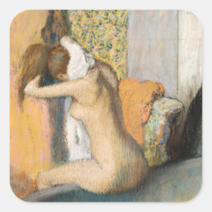 Edgar Degas Nach dem Tode trockenende Frau Quadratischer Aufkleber