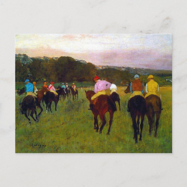 Edgar Degas Race Pferde in Longchamp Postkarte (Vorderseite)