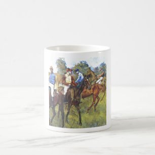 Edgar Degas - Rennpferd-Jockey-Bäume Rennpferde Kaffeetasse