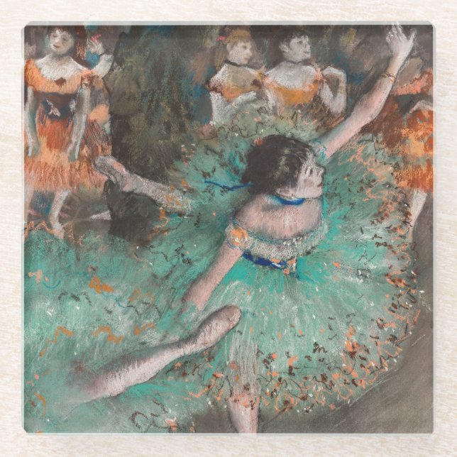 Edgar Degas - Schwuchender Tänzer / Tänzer in Grün Glasuntersetzer (Vorderseite)