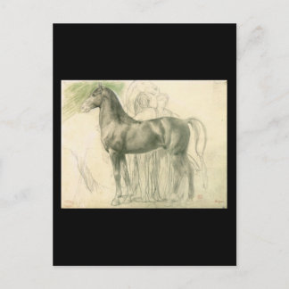 Edgar Degas Studie eines Pferdes mit Figuren Postkarte